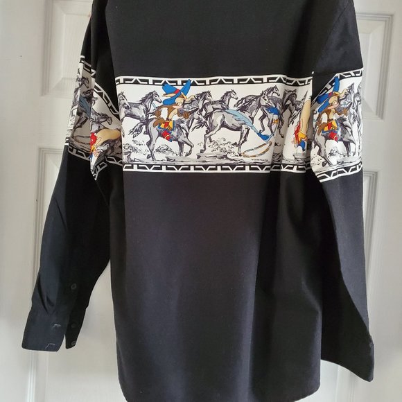 Vintage 1993 Looney Tunes Warner Bros Western Collection Karman Shirt Men's - Picture 2 of 8